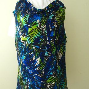 Black Label Sleeveless Ruffled Blue Blouse